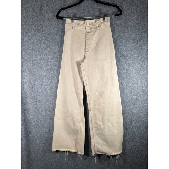 Zara Jeans Women's 2 The Marine Straight Leg High Rise Jean Stretch In Stone - Picture 1 of 8